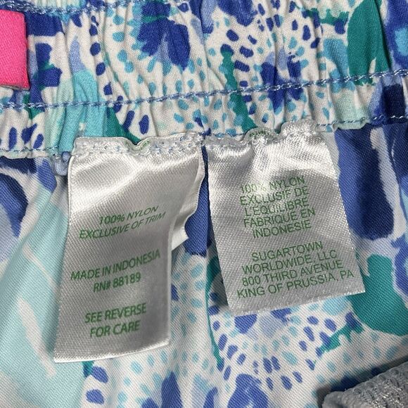 LILLY PULITZER Luxletic Run Around Shorts Womens L Blue Multi Dopamine Boost - Picture 11 of 13